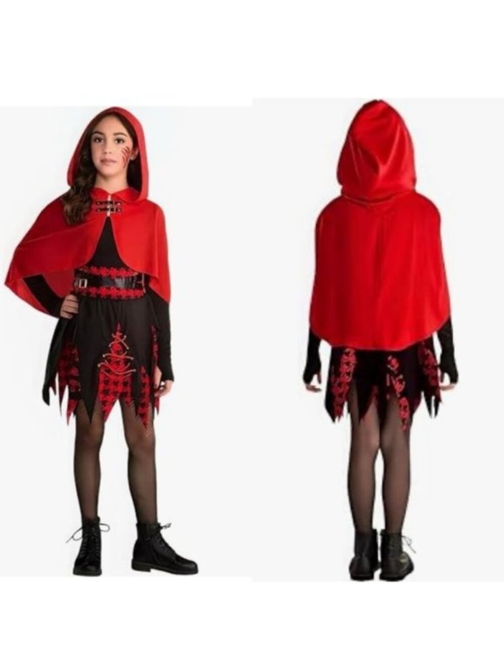 Amscan Red & Black Riding Hood Rebel Costume | Girl's Large (12-14) | NWT